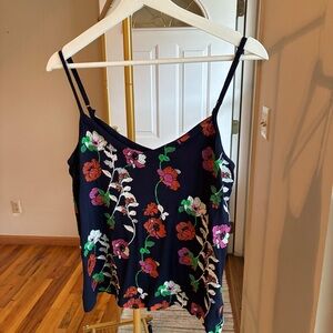 Anthropologie Floral Embroidered Spaghetti Strap Camisole